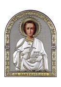 Пантелеймон целитель, серебряная икона с позолотой