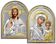 Венчальная пара серебряные иконы с позолотой (Казанская)