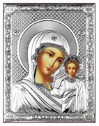 Казанская Божия Матерь, серебряная икона на дереве (Beltrami)