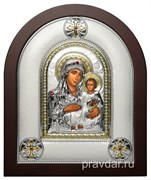 Иерусалимская Божья Матерь, греческая икона шелкография, серебряный оклад
