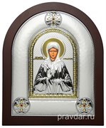 Матрона Московская, греческая икона шелкография, серебряный оклад
