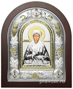 Матрона Московская, греческая икона шелкография, серебряный оклад с виноградной лозой