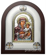 Иерусалимская Божья Матерь, греческая икона шелкография, серебряный оклад, цветная эмаль