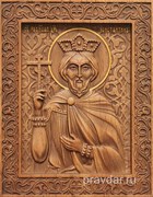 Константин Равноапостольный, резная икона на дубовой цельноламельной доске