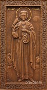 Трифон Святой, резная икона на дубовой цельноламельной доске (ростовая)