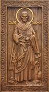 Тимофей Апостол, резная икона на дубовой цельноламельной доске (ростовая)