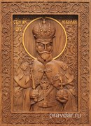 Николай Романов Святой царь, резная икона на дубовой цельноламельной доске