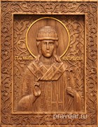 Никита Новгородский, резная икона на дубовой цельноламельной доске