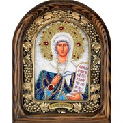 Святая мученица Ника Коринфская, дивеевская икона из бисера