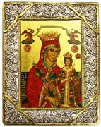 Образ Божией Матери "Неувядаемый цвет" , икона с серебряной рамкой