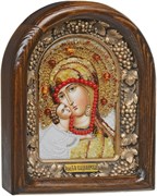Владимирская Божья Матерь, дивеевская икона из бисера и натуральных камней