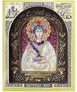 Пантелеймон Святой Великомученик, дивеевская икона из бисера и натуральных камней