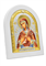 Семистрельная Божия Матерь, серебряная икона белый деревянный оклад цветная эмаль 3472