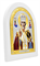 Николай Чудотворец, серебряная икона белый деревянный оклад цветная эмаль 3482