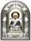 Матрона Московская, греческая икона шелкография, серебряный оклад с виноградной лозой, рамка в коже - фото 8313